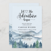 冒険を森の男の子の赤ちゃんシャワーを始める 招待状 (正面/裏面)