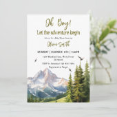 冒険を森の男の子の赤ちゃんシャワーを始める 招待状 (スタンド正面)