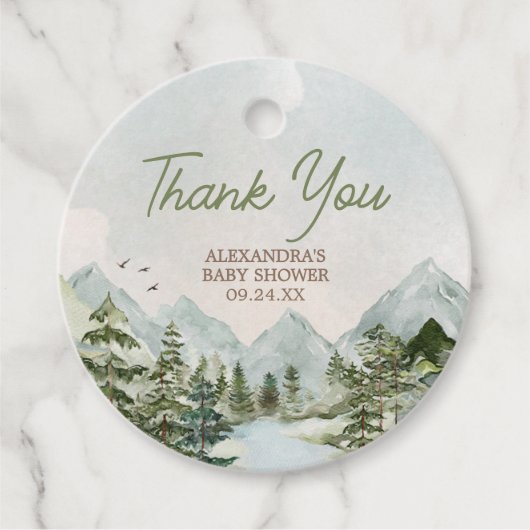 冒険を森の赤ん坊のシャワーで始めよう フェイバータグ (正面)