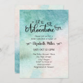 冒険を水の色のベビーシャワーを始める 招待状 (正面/裏面)