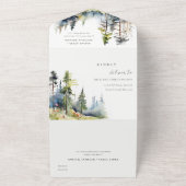 冒険を開始する松の森の風景結婚の オールインワン招待状 (外側)