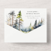冒険を開始する松の森の風景結婚の オールインワン招待状 (裏面)