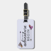 冒険を開始する矢印ハート紫 ラゲッジタグ (正面縦)