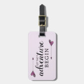 冒険を開始する矢印ハート紫 ラゲッジタグ (正面縦)