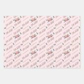 冒険を開始シックなピンクのレトロヴァントラベル ラッピングペーパーシート (正面3)