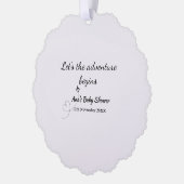 冒険を開始ベビースシャワーに名前を追加dat オーナメントカード (左)