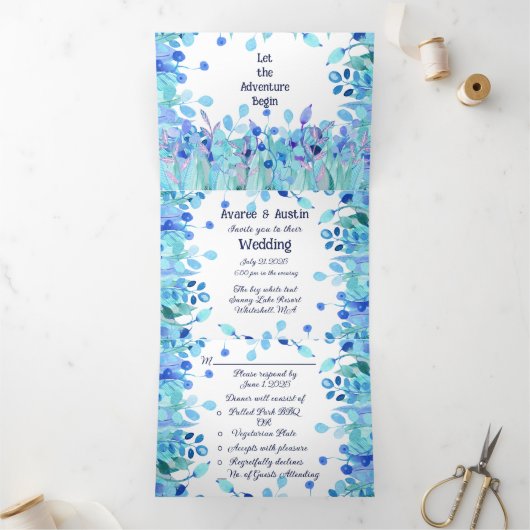 冒険を青いフローラ 三つ折り招待状 (内部)