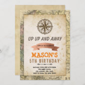 冒険テーマ誕生日の招待 招待状 (正面/裏面)