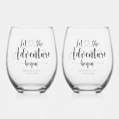 冒険パーソナライズされたを始めよ結婚う ステムなしワイングラス (正面)