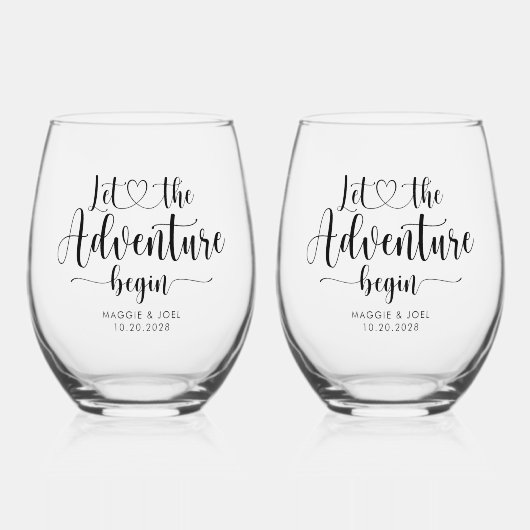 冒険パーソナライズされたを始めよ結婚う ステムなしワイングラス (正面)