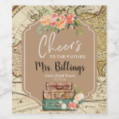 冒険ヴィンテージマップブライダルシャワーワインラベル ワインラベル (シングルラベル)