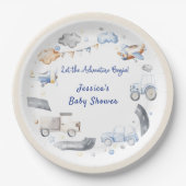 冒険交通少年の赤ちゃんシャワー ペーパープレート (正面)