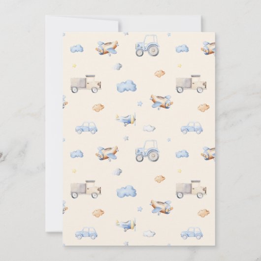 冒険交通少年の赤ちゃんシャワー 招待状 (裏面)