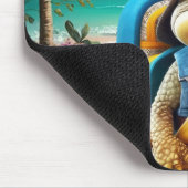 冒険好きで可愛い亀にリュックサックを マウスパッド (コーナー)