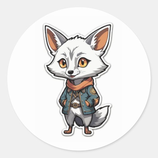 冒険好きなアニメジャッカルステッカー ラウンドシール (正面)