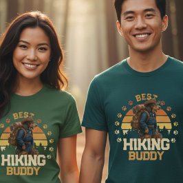 冒険好きなアメリカ人ハイカー 荒野探検家 Tシャツ