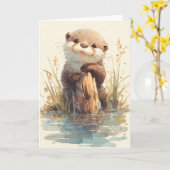 冒険好きなオッターホールディング波止場 カード (黄色い花)