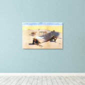 冒険好きなカウボーイズがウォーターホールで戦う キャンバスプリント (インサイチュ (ウッドフロア))