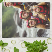 冒険好きなカプチンモンキーホワイトウォーター漂流 キッチンタオル (折り畳み)