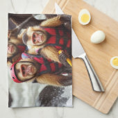 冒険好きなカプチンモンキーホワイトウォーター漂流 キッチンタオル (四つ折り)