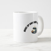 冒険好きなカプチンモンキーホワイトウォーター漂流 ジャンボコーヒーマグカップ (正面右)