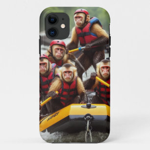 冒険好きなカプチンモンキーホワイトウォーター漂流 iPhone 11 ケース