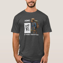 冒険好きなダックスフントのハイカー 家は私のパックがいる場所 Tシャツ