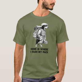 冒険好きなダックスフントのハイカー 家は私のパックがいる所 Tシャツ