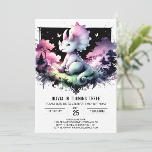 冒険好きなディノエクスプローラー誕生日 招待状 (スタンド正面)