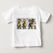 冒険好きなディノ探検家スタイル ベビーTシャツ (正面)