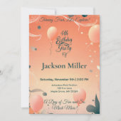 冒険好きなバルーン誕生日招待状と可愛いキツネ 招待状 (正面)