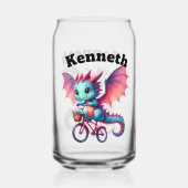 冒険好きなベビードラゴンが春で自転車に乗る ガラス缶 (正面)