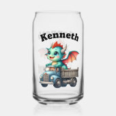 冒険好きなベビードラゴンが青いトラックを運転 ガラス缶 (正面)