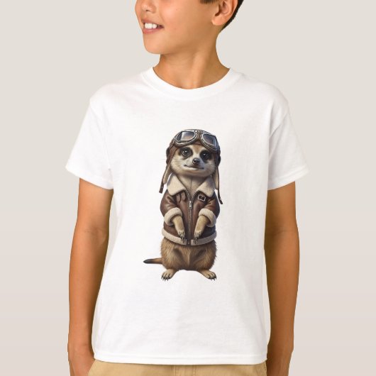 冒険好きなミーアキャットのパイロットの子供たち Tシャツ (正面)