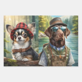 冒険好きな毛皮の友人、キャンプのアウトドアマン ラッピングペーパーシート (正面2)