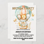 冒険好きな野生動物の誕生日パーティー 招待状 (正面/裏面)