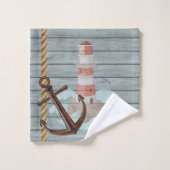 冒険好きな青と白のビーチハウス バスタオルセット (ウォッシュタオル)