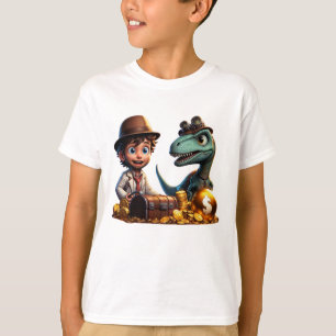 「冒険好きなTレックスと少年の宝探し」 Tシャツ
