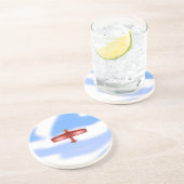 冒険好きクールな赤飛んでいるいプレーンサンドストーンコースター コースター (側面)