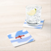 冒険好クールき飛んでいるなレッドビ飛行機紙コースター スクエアペーパーコースター (インサイチュ)