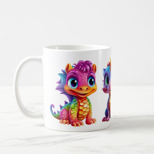 冒険家の子供のためのドラゴンネームマグ コーヒーマグカップ (左)