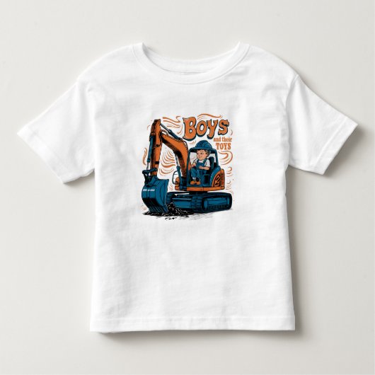 冒険待ち:ブルドーザーの小さな少年 トドラーTシャツ (正面)