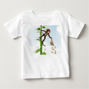 冒険心あふれる3Dアニメのサルが巨大なV字滑り台を滑り降りる ベビーTシャツ
