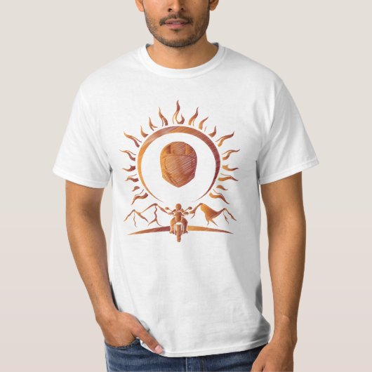 冒険心オレンジヘルメット太陽 Tシャツ (正面)