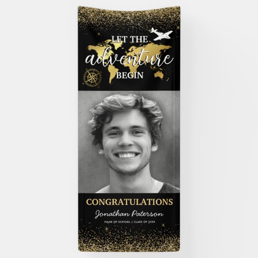 冒険旅行をテーマにした卒業パーティー 横断幕 (縦)