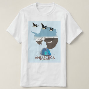 冒険旅行ポスター地図の南極 Tシャツ