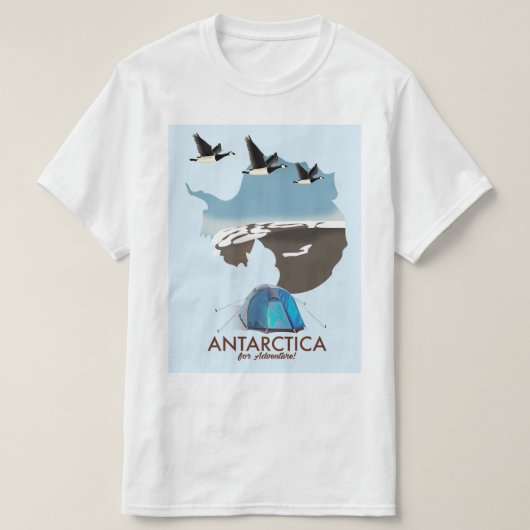 冒険旅行ポスター地図の南極 Tシャツ (デザイン正面)