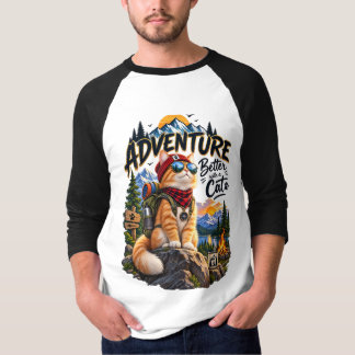 冒険猫の山キャンプ オレンジタビー Tシャツ