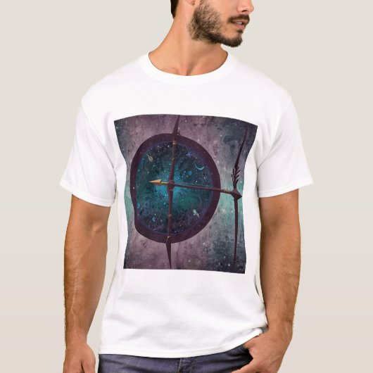 冒険的な射手座デザイン | 〔占星術の〕十二宮図標識 Tシャツ (正面)