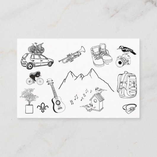 冒険的な結婚式 ライン描画 名刺 (裏面)